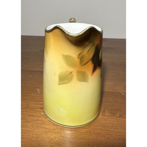 Antique Hand-Painted Nippon Creamer with Walnuts and Autumn Leaves Design - Picture 7 of 7